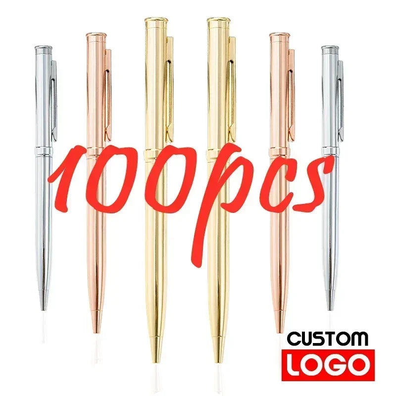 100pcs Metal Ballpoint Pens Customized Logo Gift Pens & School and Office Supplies & Exhibition Gifts & Laser Engraving
