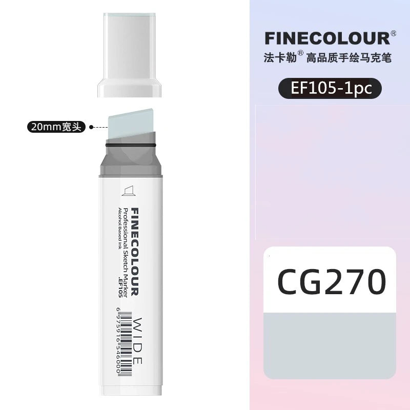 Finecolour 20mm Wide Markers Alcohol Line Sketching Art Markers Pen Drawing School Art Supplies EF105