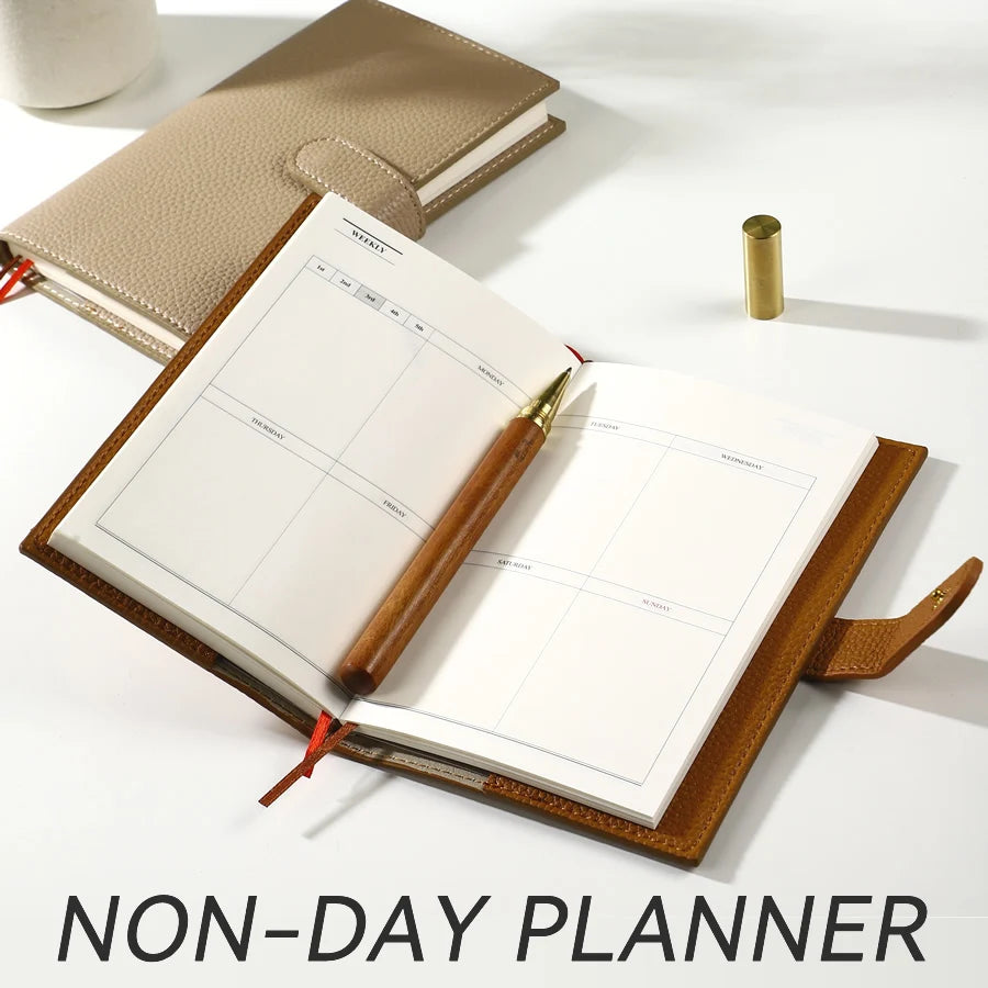 A6 Weekly Planner Notebook | Compact Leather Cover, Ideal for On - the - Go Scheduling. Keep Your Week Organized Effortlessly!
