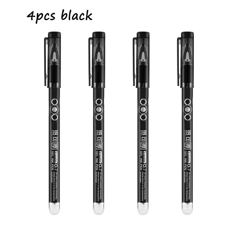 4-12PCS Heat Erasable Pens, Bullet Nib, Colored Heat Sensitive Erasable Gel Pen,  0.7MM Smooth Writing, Black Blue Red Green Ink