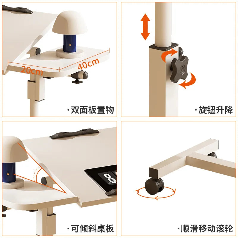 Foldable Height Adjustable Movable Computer Desk Stand Floor Lazy Bedside Table Multi Purpose Reading Puzzle Rack