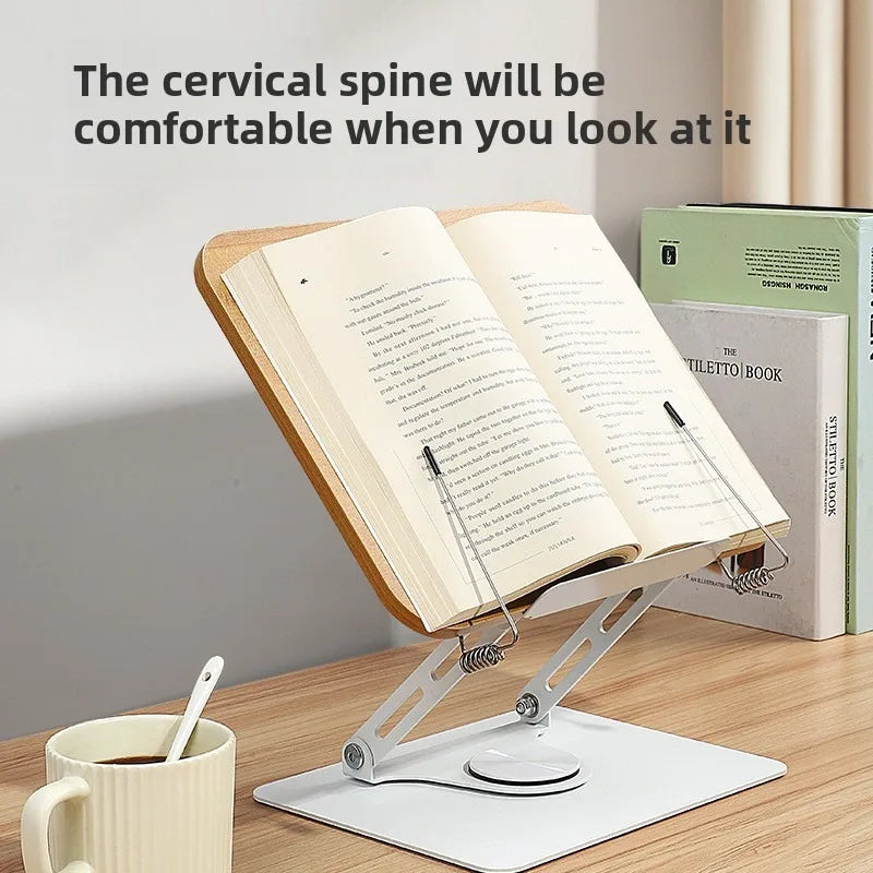 Rotating Wood Grain Reading Stand Reading Stand Children's Bookshelf Learning Multi-functional Lifting Notebook Support Stand