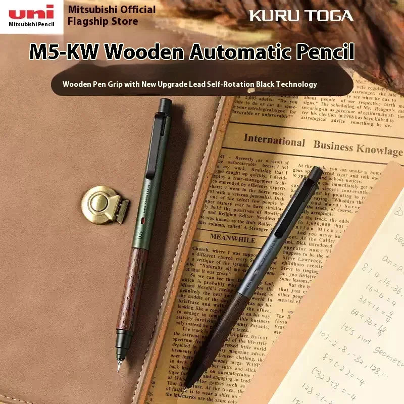 Uni Kuru Toga Wooden Metal Mechanical Pencil M5-KW/KH 0.5MM Heavy Duty Automatic Pencil Back To School Stationery Supplies