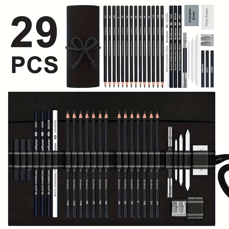 18/29/44pcs Sketch Set, Graphite and Charcoal, Professional Art Painting Kit for Artists, Adults, Ideal for Shading