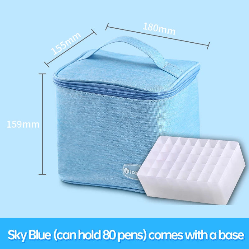Icolour Zipper Marker Pen Case Larger Capacity Art Markers Canvas Storage Bag 36/48/60/80/168/240pcs Portable Marker Pen Holder