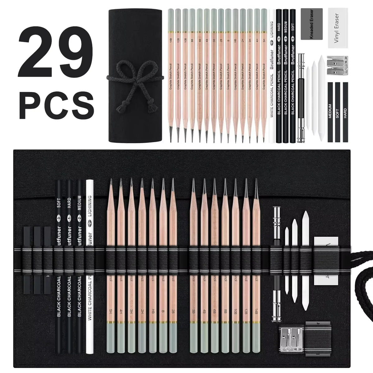 18/29/44pcs Sketch Set, Graphite and Charcoal, Professional Art Painting Kit for Artists, Adults, Ideal for Shading
