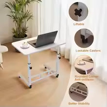 Mobile C-Shaped Standing Desk with Wheels – Height Adjustable Laptop Rolling Workstation for Bed, Sofa & Home Office